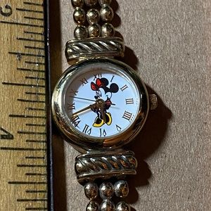 Minnie Mouse Watch 1990's, Gold Tone, Dainty, Disney Analog Watch